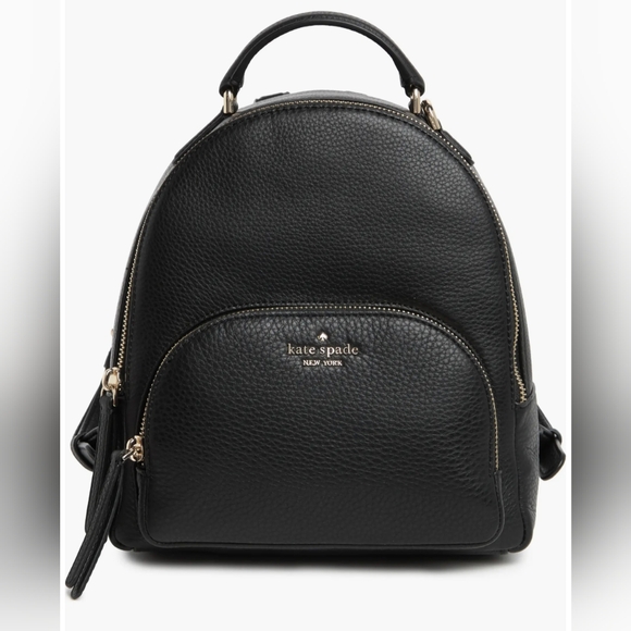 Kate Spade NWOT Jackson Medium Black Pebbled Leather Backpack Business Travel